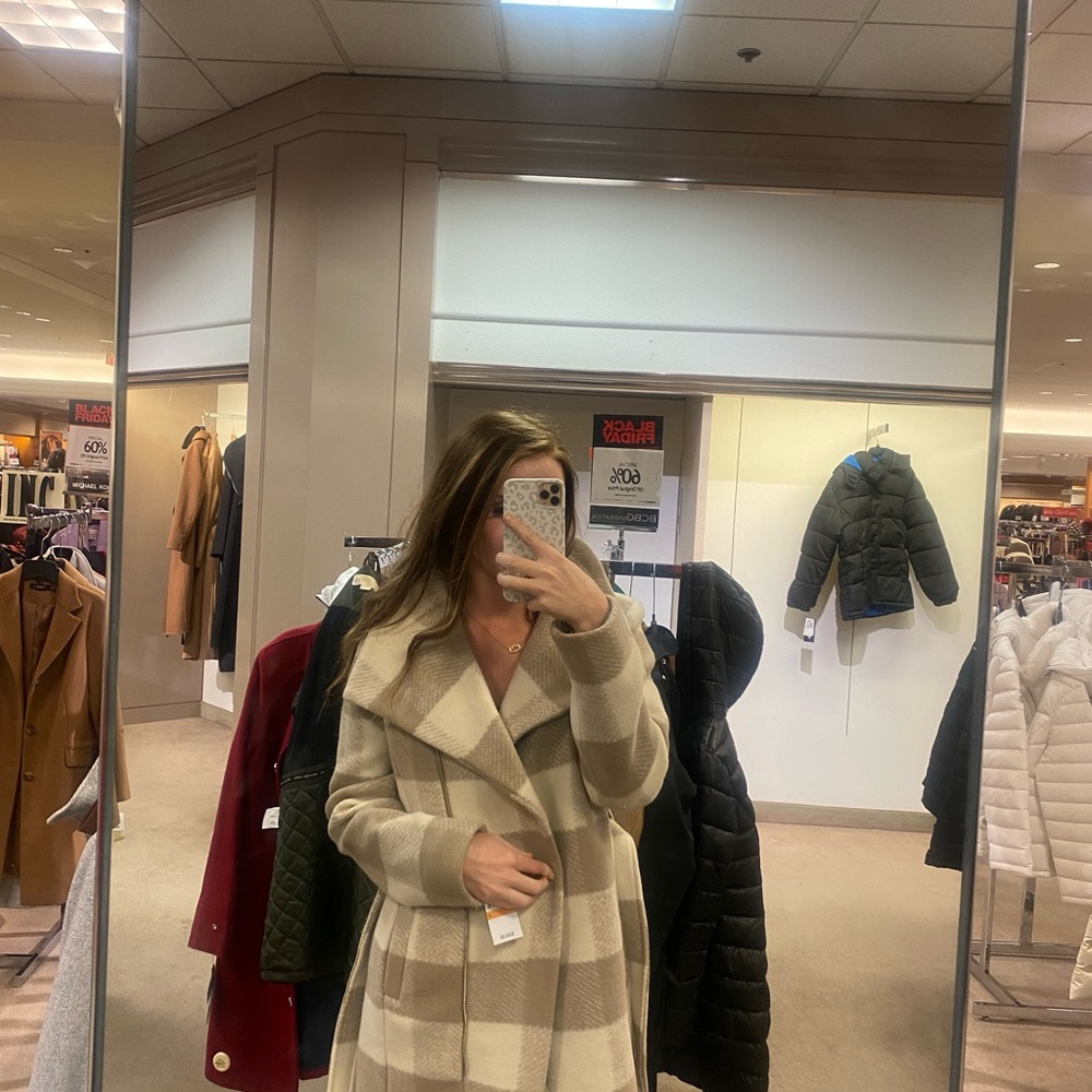 Plaid Beige Women's Coat